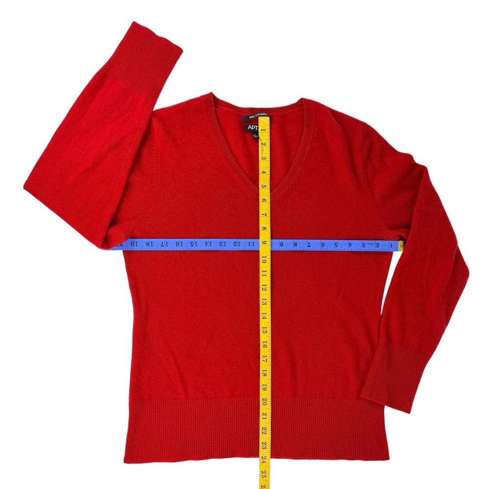 Apt 9 100% Cashmere Red V-Neck Pullover Sweater Womens Large Soft Luxury Classic - Picture 3 of 8